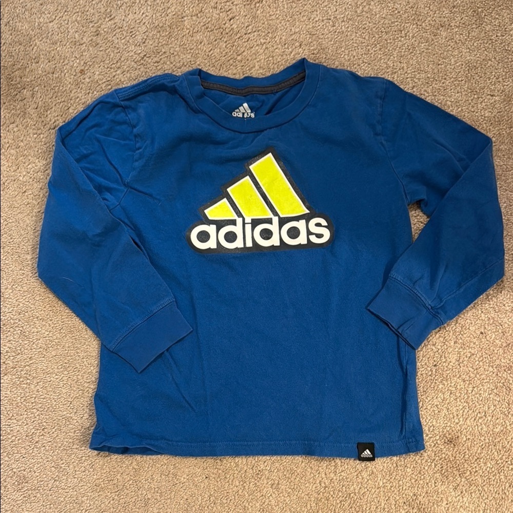 Adidas Blue and Yellow Long Sleeve Tee
